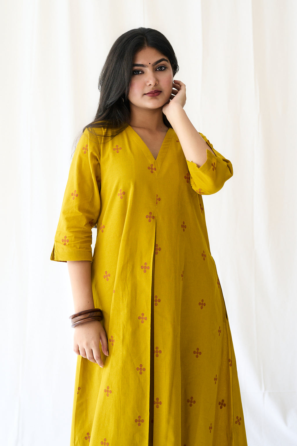 Set of 2- Mireya Yellow South Cotton Kurta & Pants Set