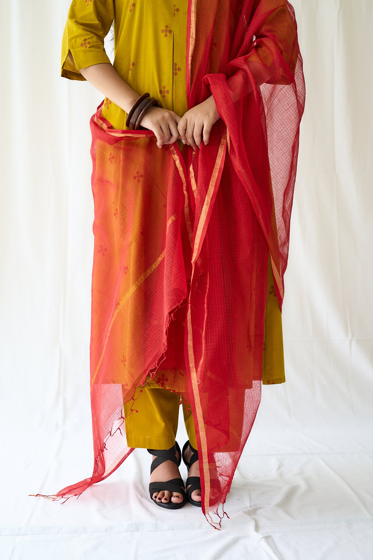 Set of 2- Mireya Yellow South Cotton Kurta & Pants Set