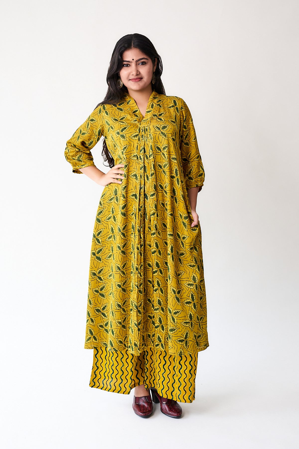 Gulbahar Yellow Modal Ajrakh Dress