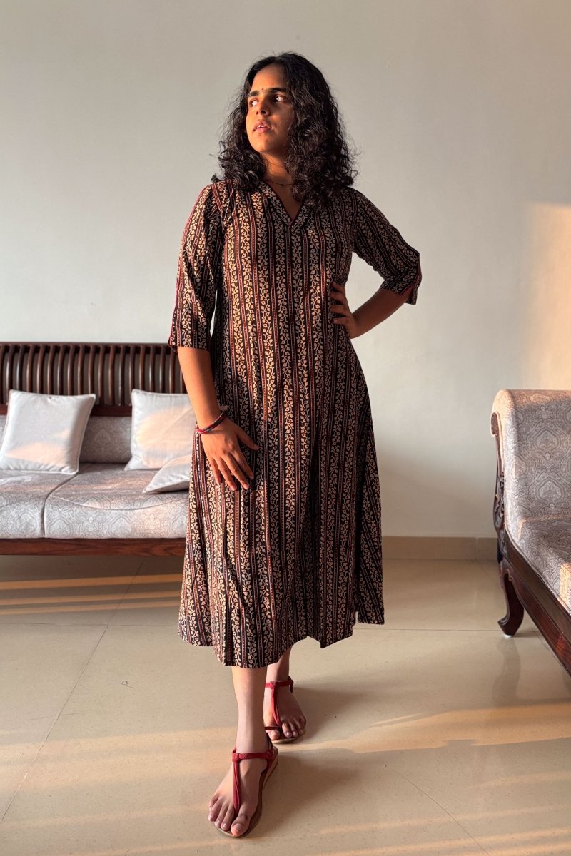 Anuragini Black Aline Dress - Lobha Deepthis