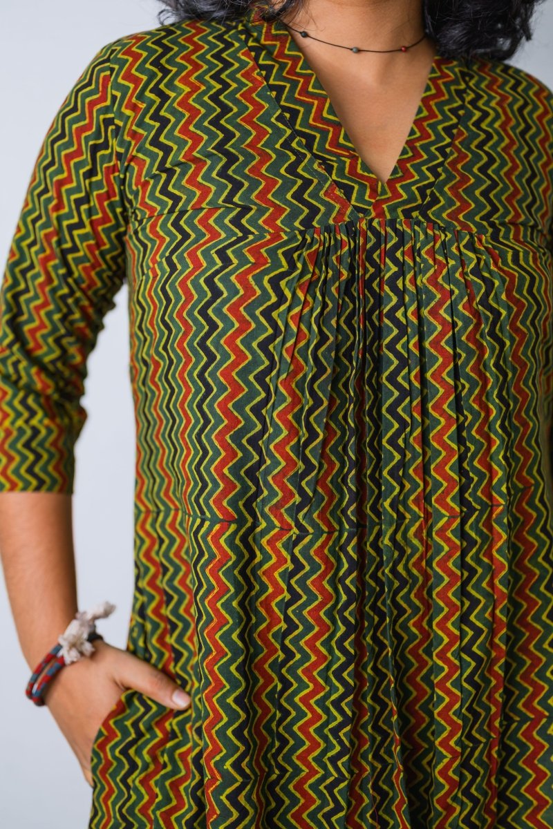 Araaya Ajrakh Stripes Dress - Lobha Deepthis