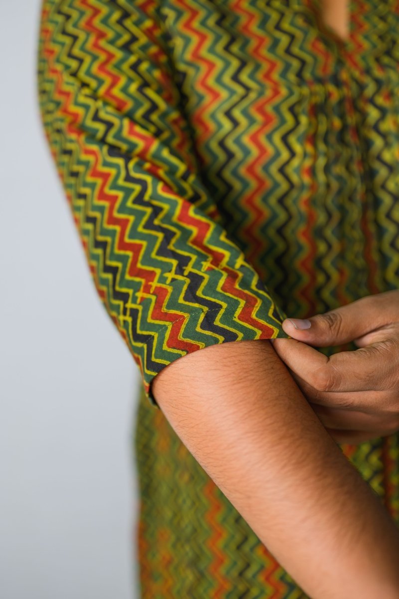 Araaya Ajrakh Stripes Dress - Lobha Deepthis