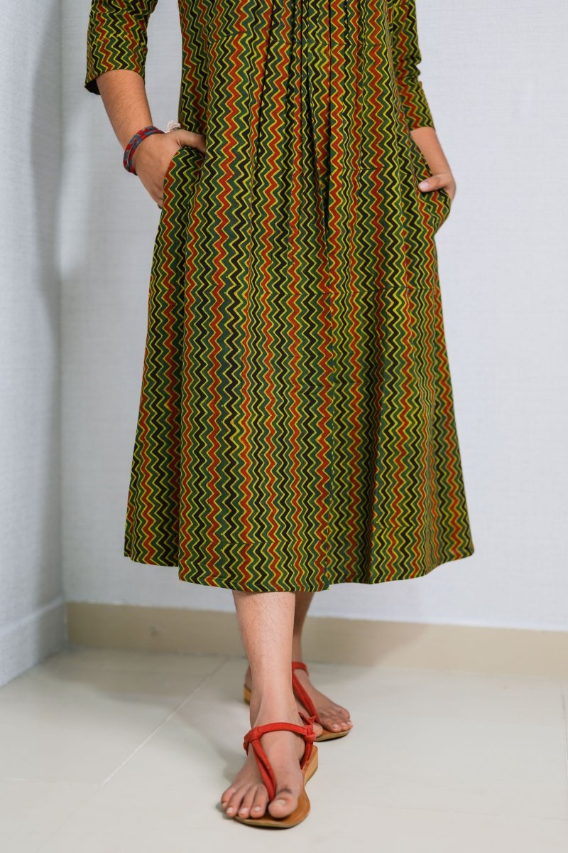 Araaya Ajrakh Stripes Dress - Lobha Deepthis