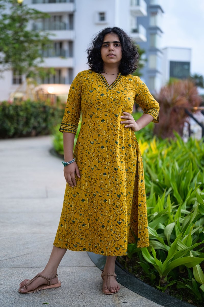 Arunya Ajrakh Dress - Lobha Deepthis