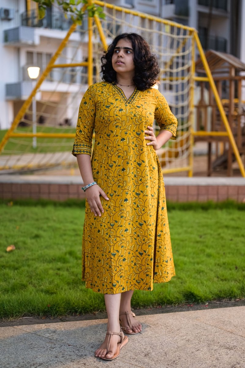 Arunya Ajrakh Dress - Lobha Deepthis