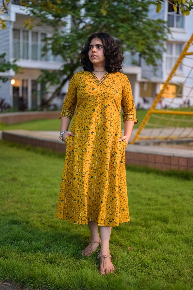 Arunya Ajrakh Dress - Lobha Deepthis