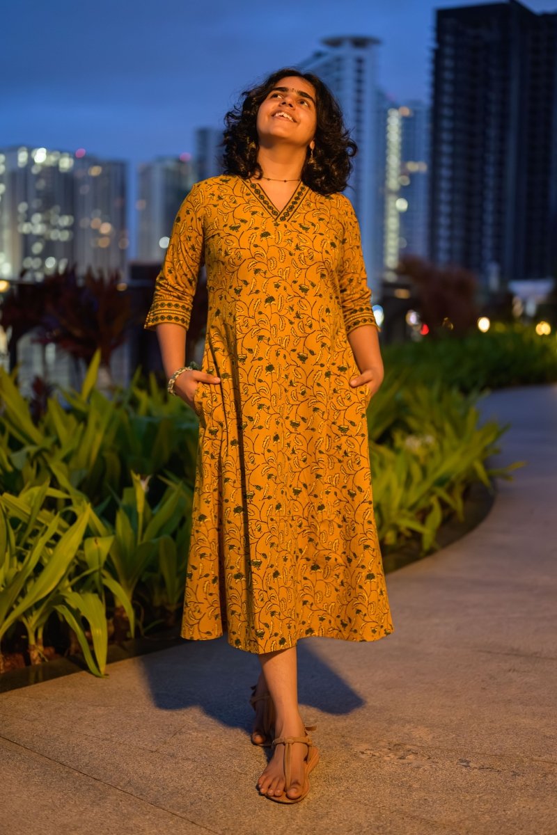 Arunya Ajrakh Dress - Lobha Deepthis