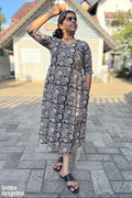 Black Bloomingdale Bagru Dress - Lobha Deepthis