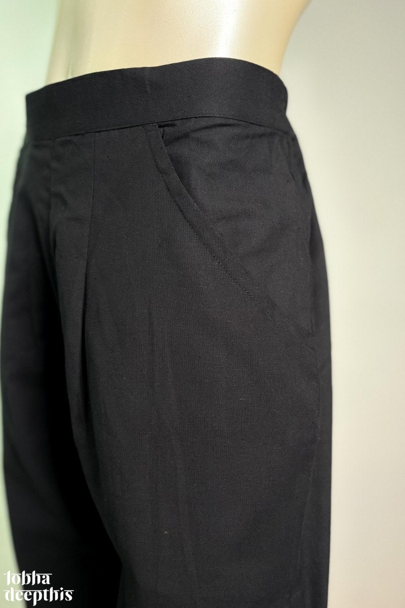 Black Flax Cotton Pencil Pants - Lobha Deepthis