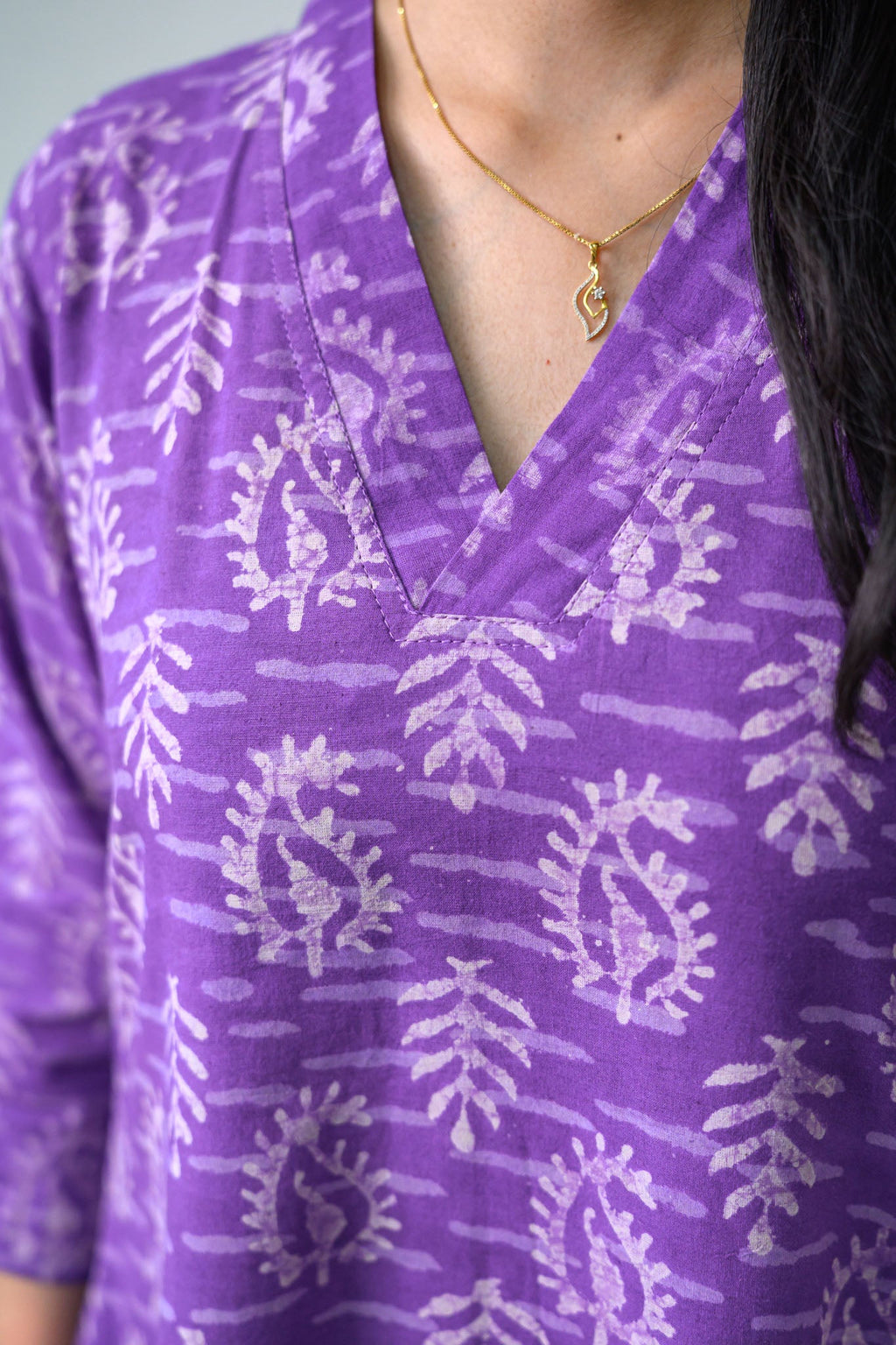 Bloomveil Lavender Dabu Cotton Dress - Lobha Deepthis