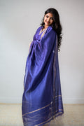 Blue Maheshwari Silk Dupatta - Lobha Deepthis