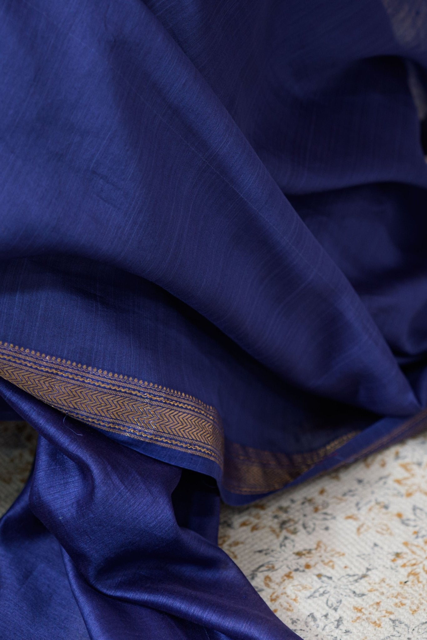 Blue Maheshwari Silk Dupatta - Lobha Deepthis
