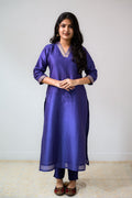 Blue Maheshwari Silk Kurta - Lobha Deepthis