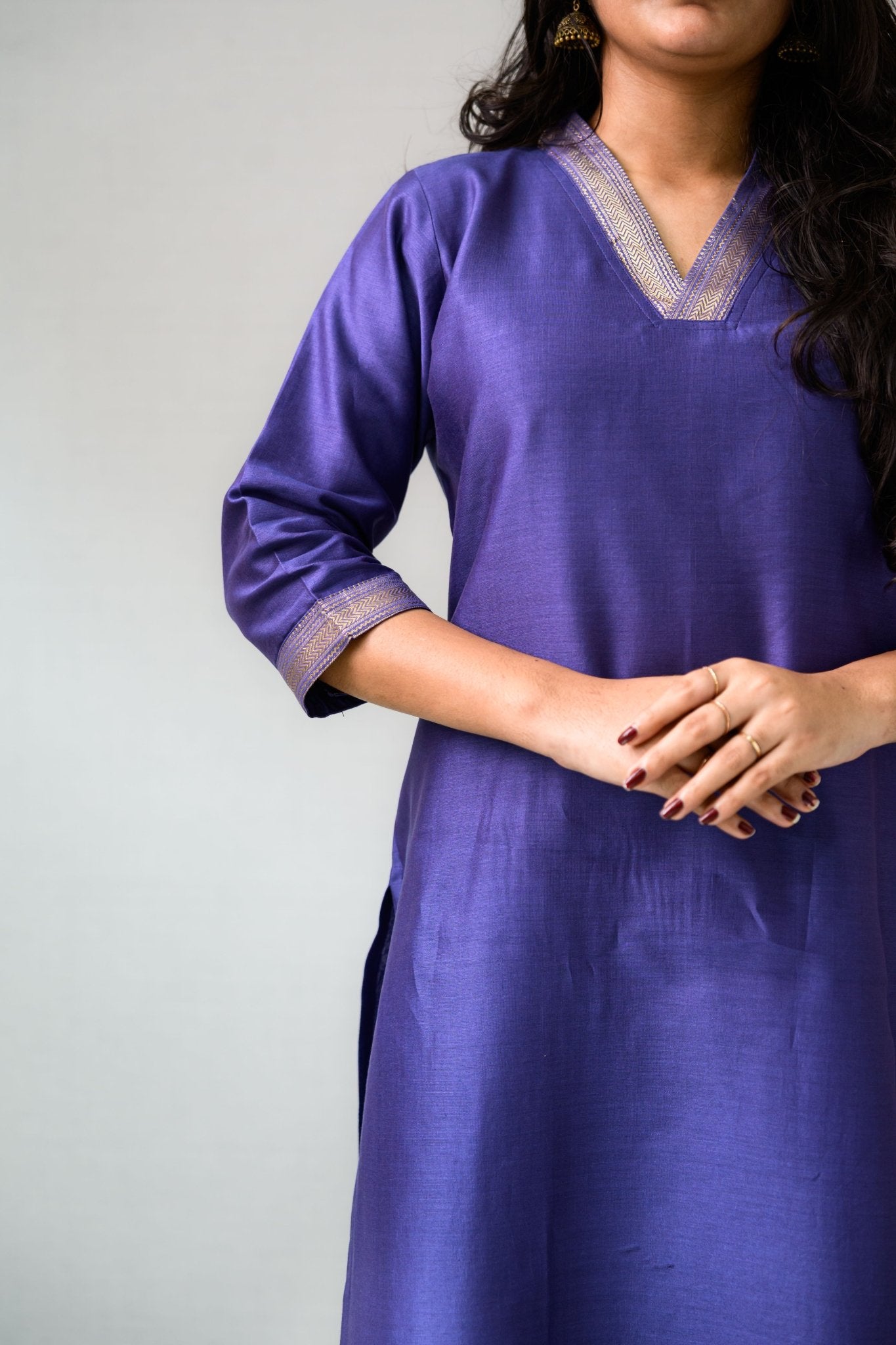 Blue Maheshwari Silk Kurta - Lobha Deepthis