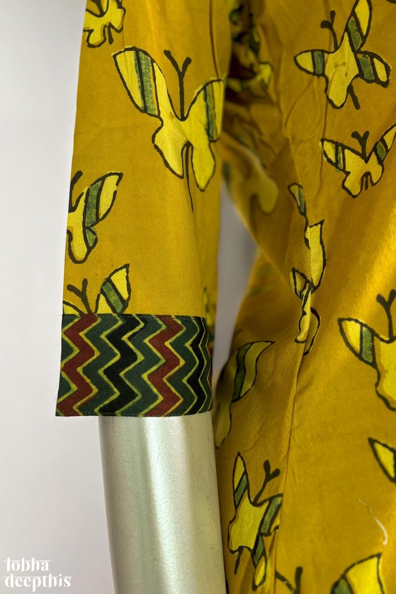 Butterflies on Turmeric Straight Kurta - Lobha Deepthis