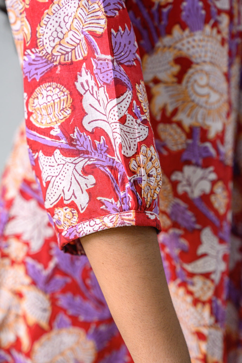 Camellia Sanganeri Pure Cotton Dress - Lobha Deepthis