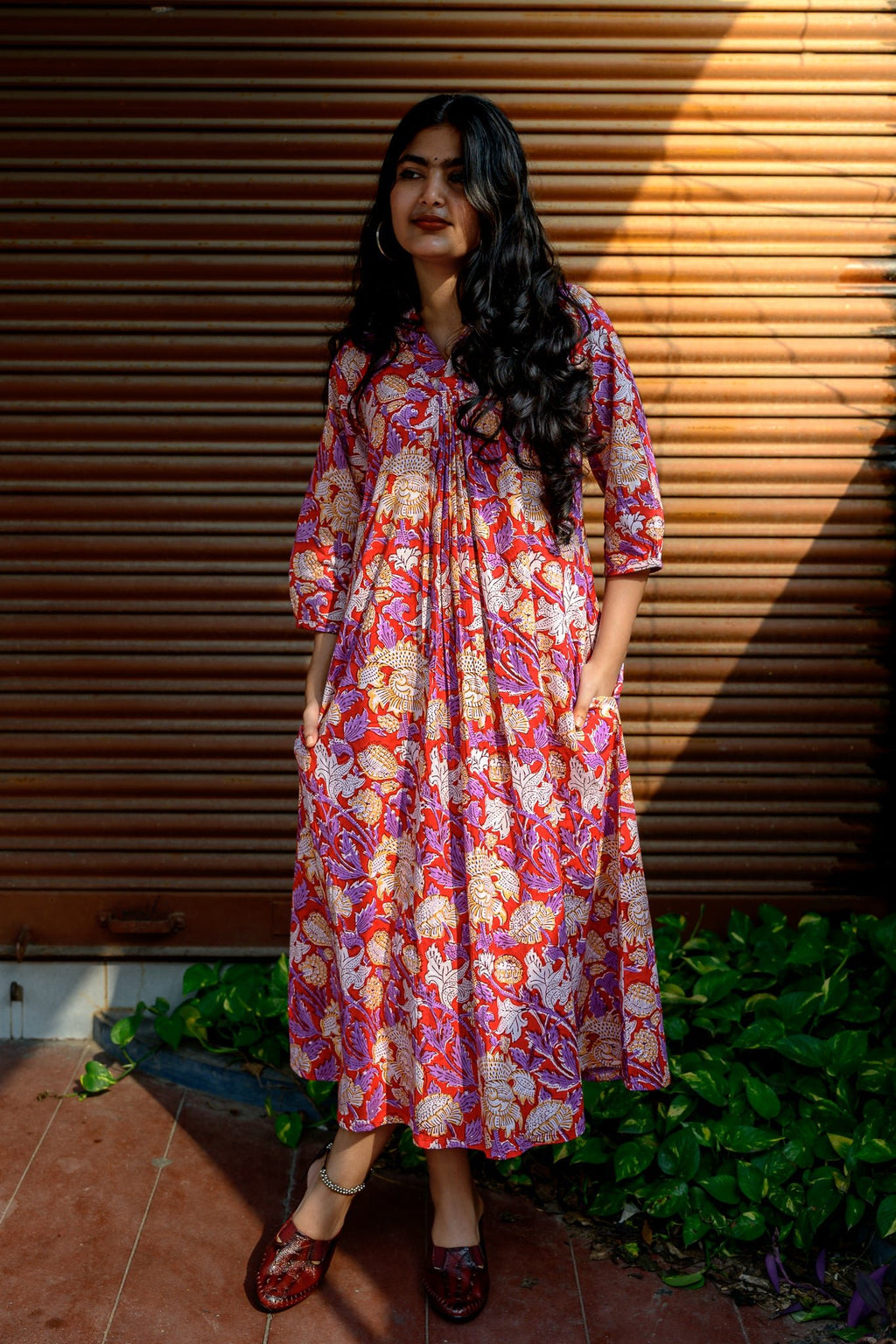 Camellia Sanganeri Pure Cotton Dress - Lobha Deepthis