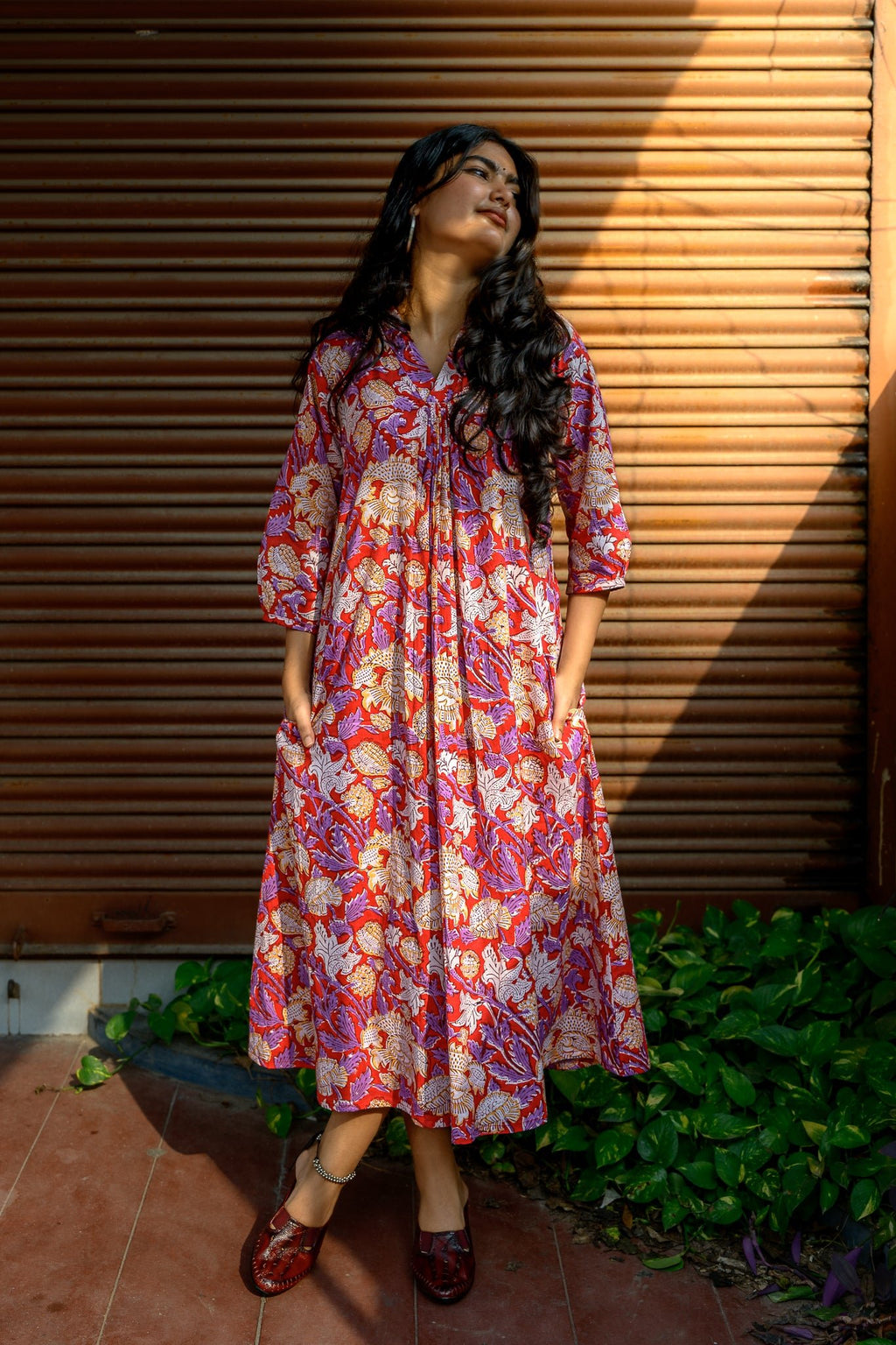 Camellia Sanganeri Pure Cotton Dress - Lobha Deepthis