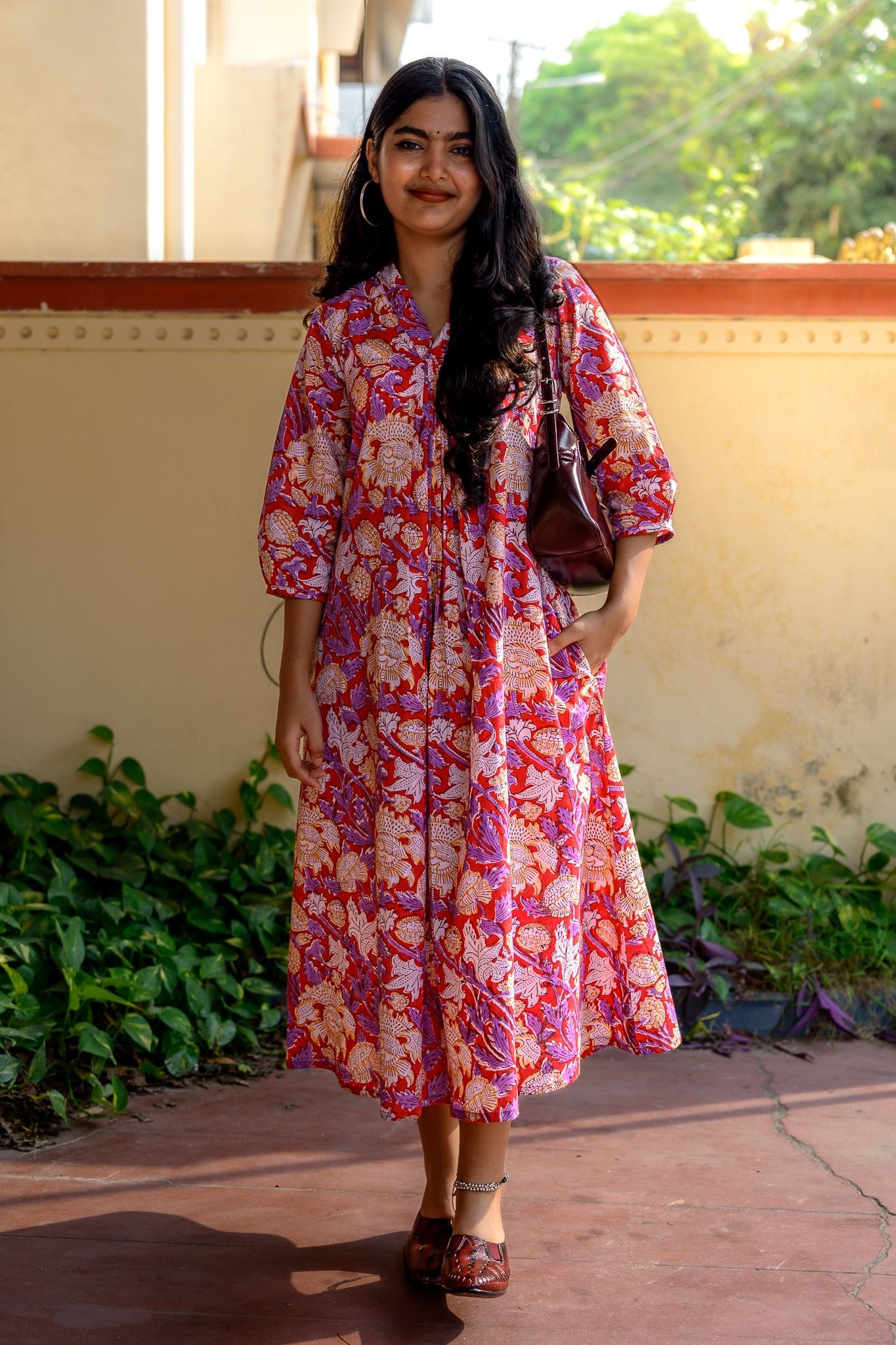 Camellia Sanganeri Pure Cotton Dress - Lobha Deepthis