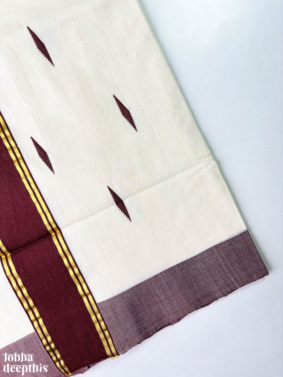 Coffee Brown Kara Balaramapuram Handloom Saree - Lobha Deepthis