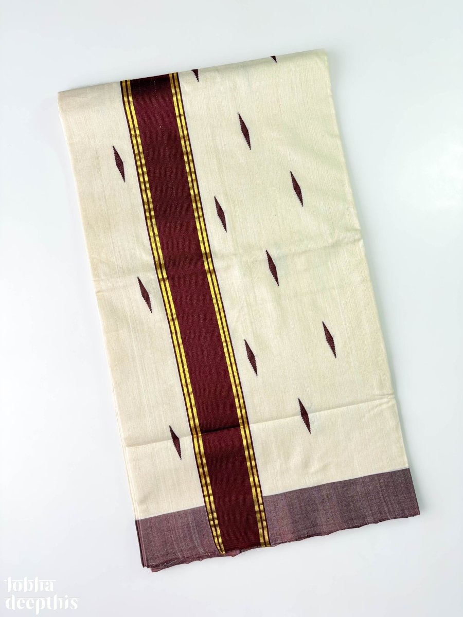 Coffee Brown Kara Balaramapuram Handloom Saree - Lobha Deepthis