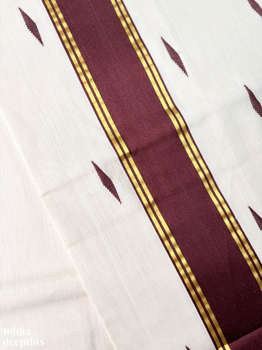 Coffee Brown Kara Balaramapuram Handloom Saree - Lobha Deepthis