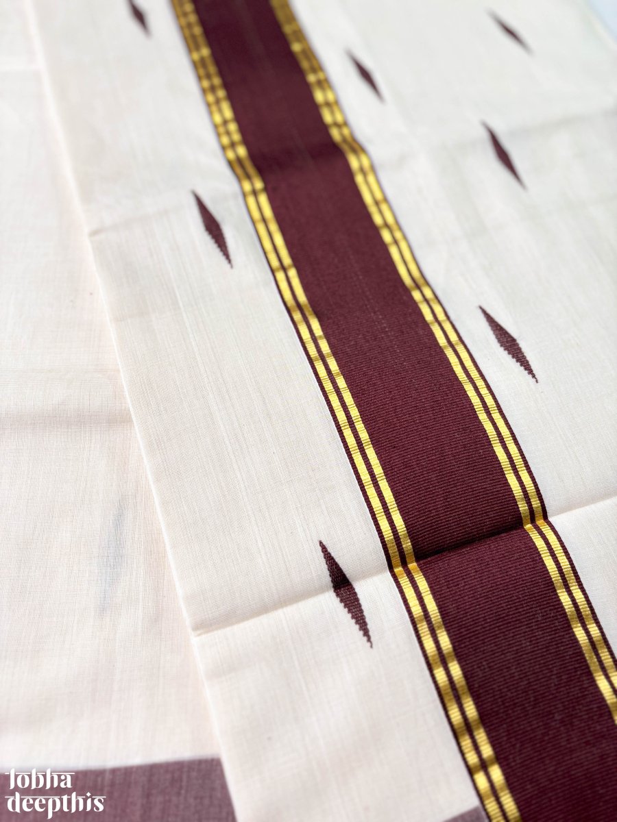 Coffee Brown Kara Balaramapuram Handloom Saree - Lobha Deepthis