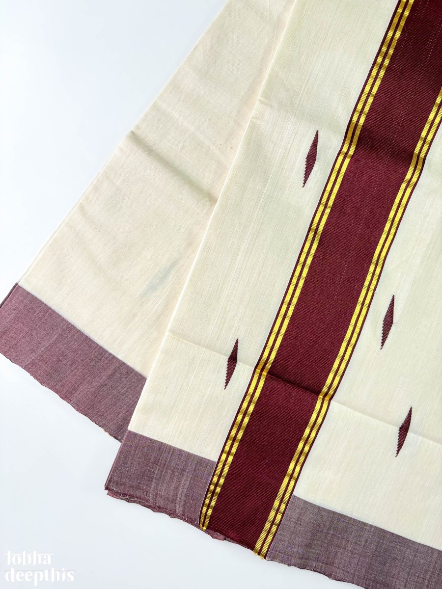 Coffee Brown Kara Balaramapuram Handloom Saree - Lobha Deepthis