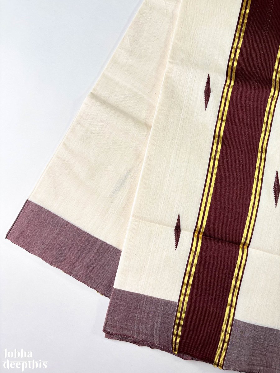 Coffee Brown Kara Balaramapuram Handloom Saree - Lobha Deepthis