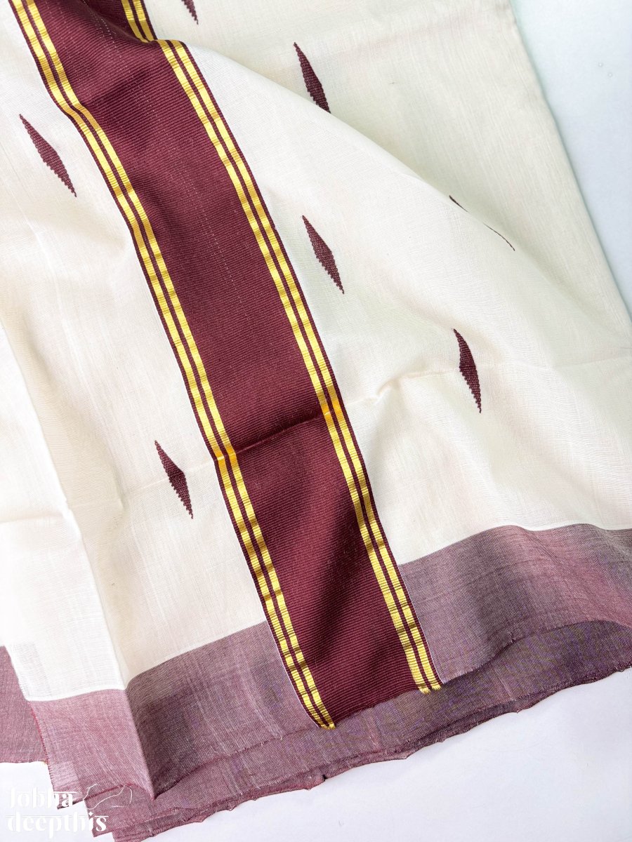 Coffee Brown Kara Balaramapuram Handloom Saree - Lobha Deepthis