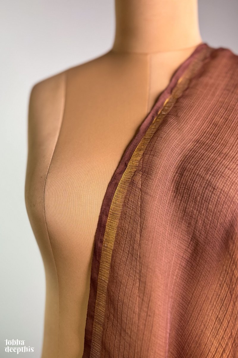 Coffee Brown Plain Kota Doria Dupatta - Lobha Deepthis