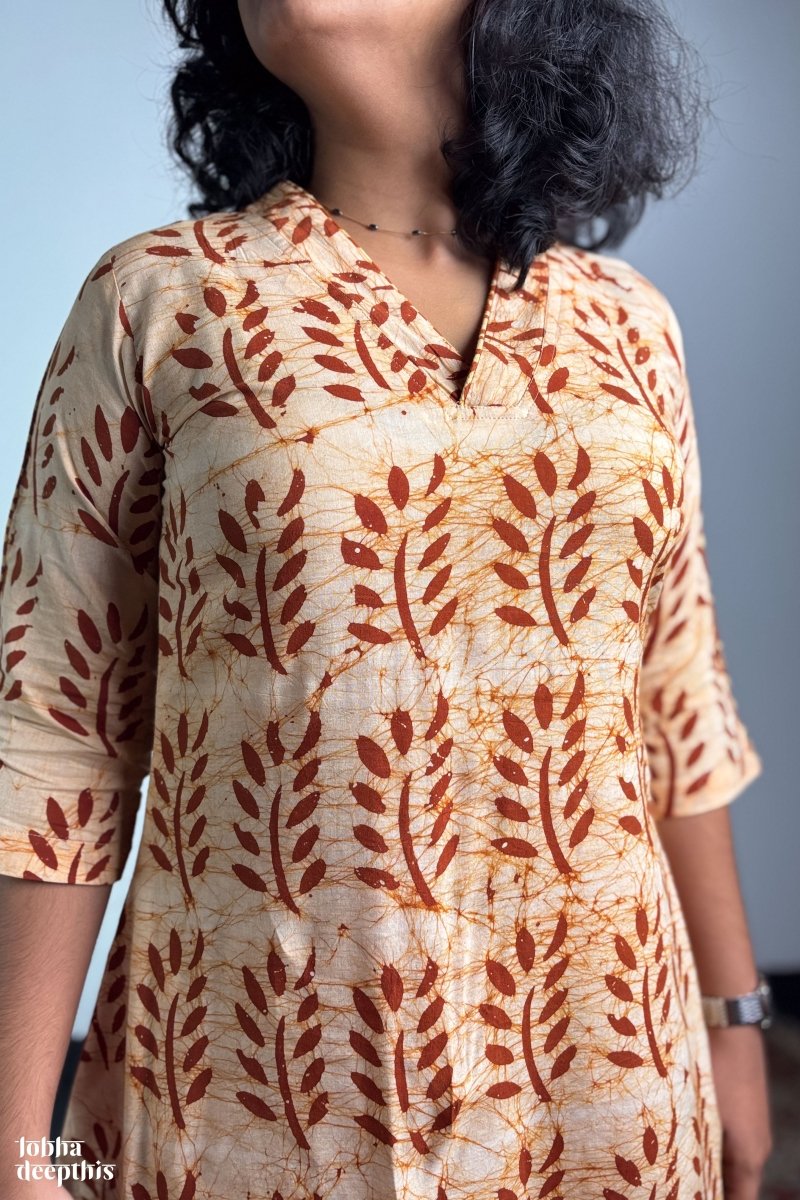 Coffee Trails Batik Kurta - Lobha Deepthis