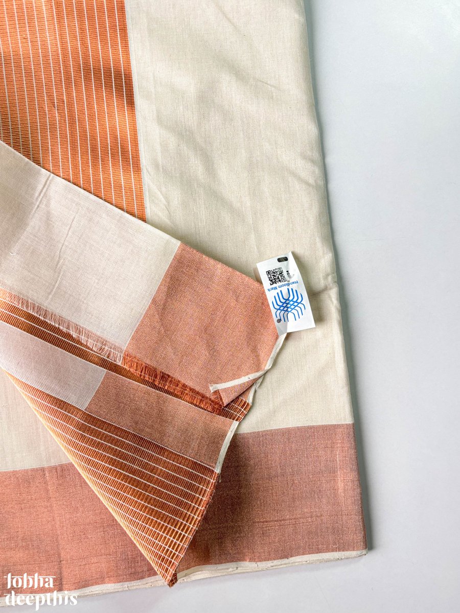 Copper Kasavu Balaramapuram Handloom Saree - Lobha Deepthis