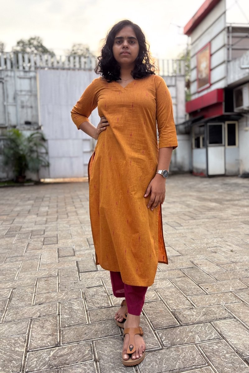 Copper South Cotton Straight Kurta - Lobha Deepthis