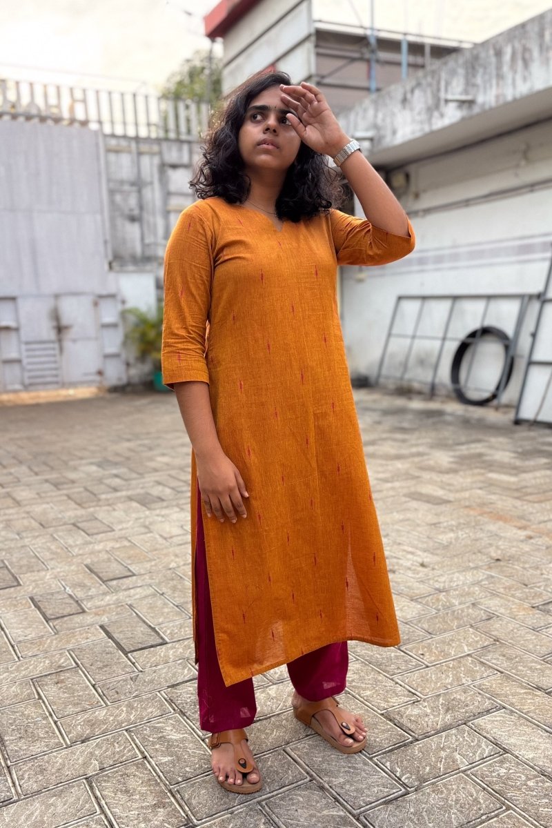 Copper South Cotton Straight Kurta - Lobha Deepthis