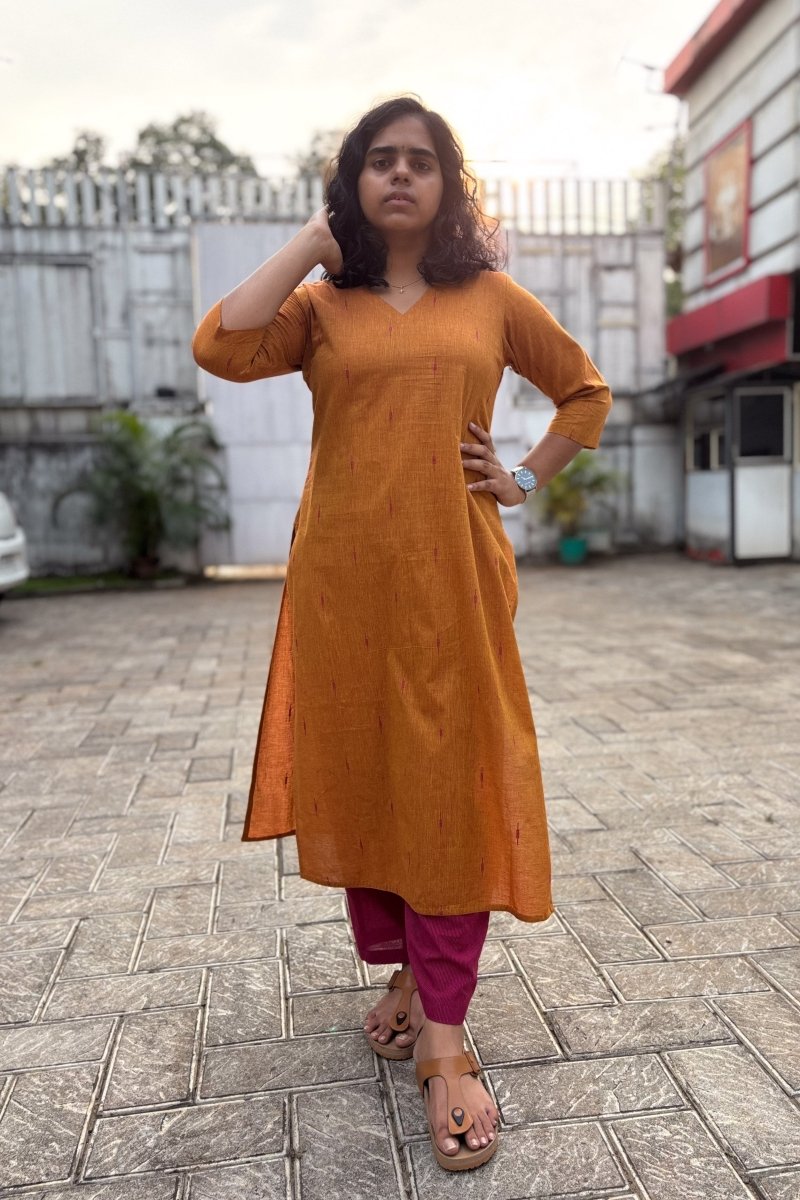 Copper South Cotton Straight Kurta - Lobha Deepthis