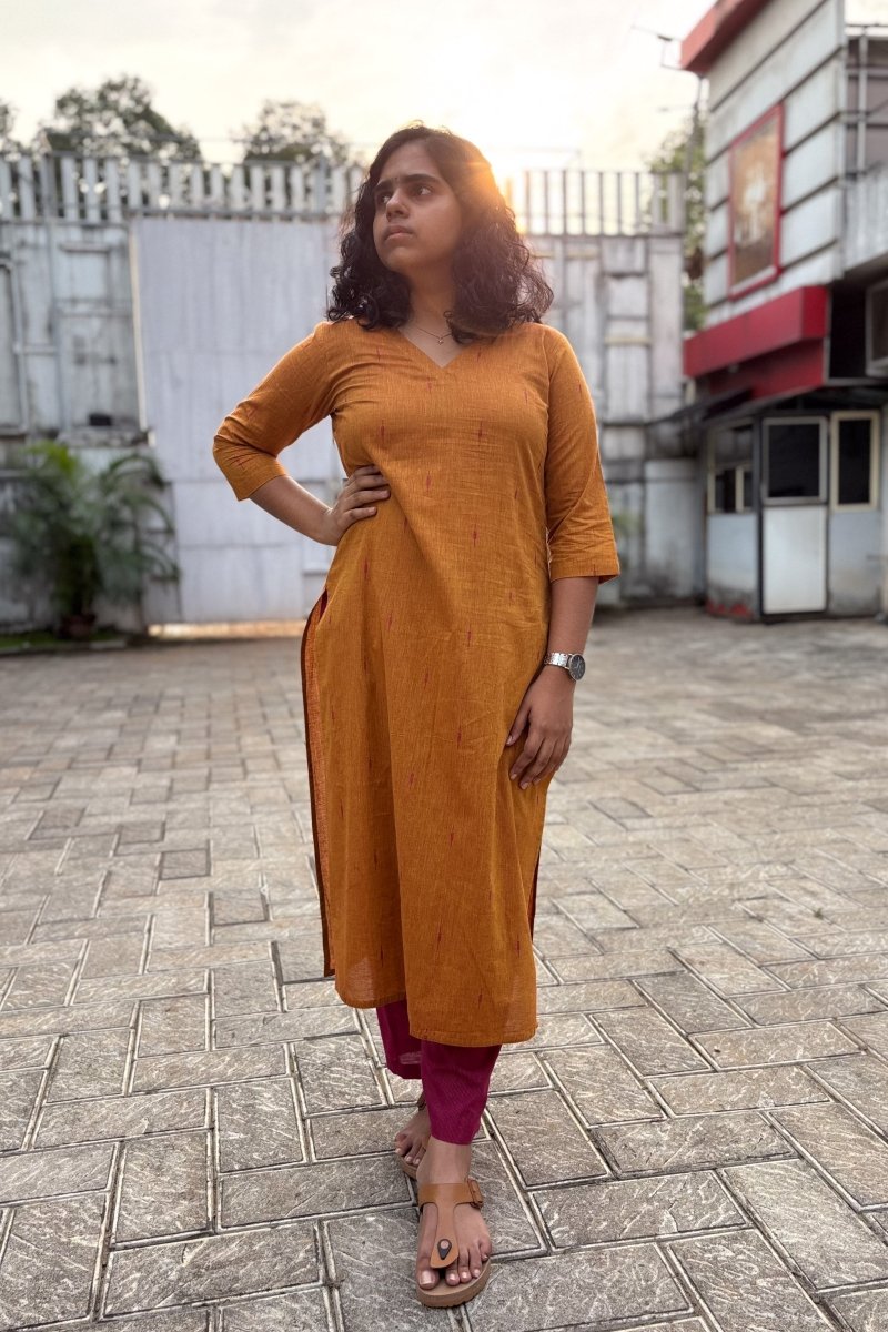 Copper South Cotton Straight Kurta - Lobha Deepthis