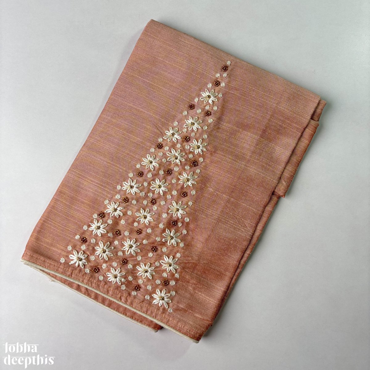 Copper Threadwork Blouse Piece - Lobha Deepthis