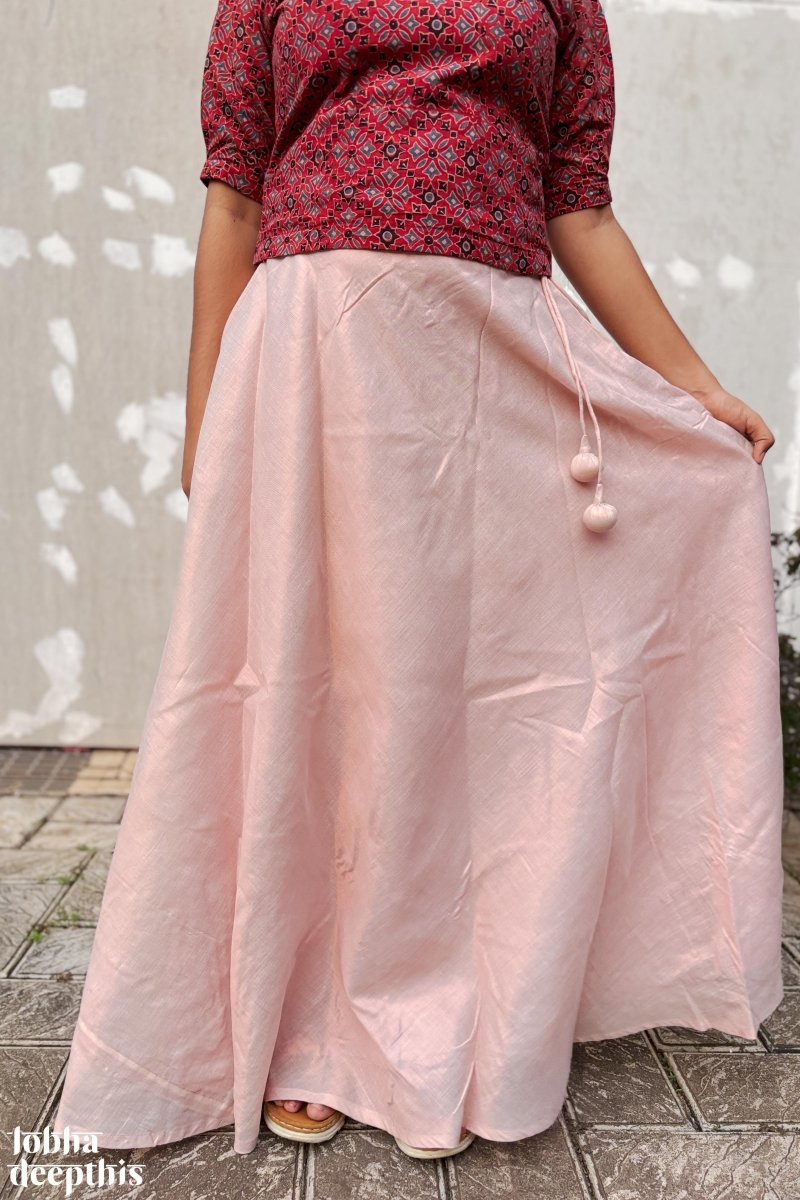 Copper Tissue Onam Skirt - Lobha Deepthis