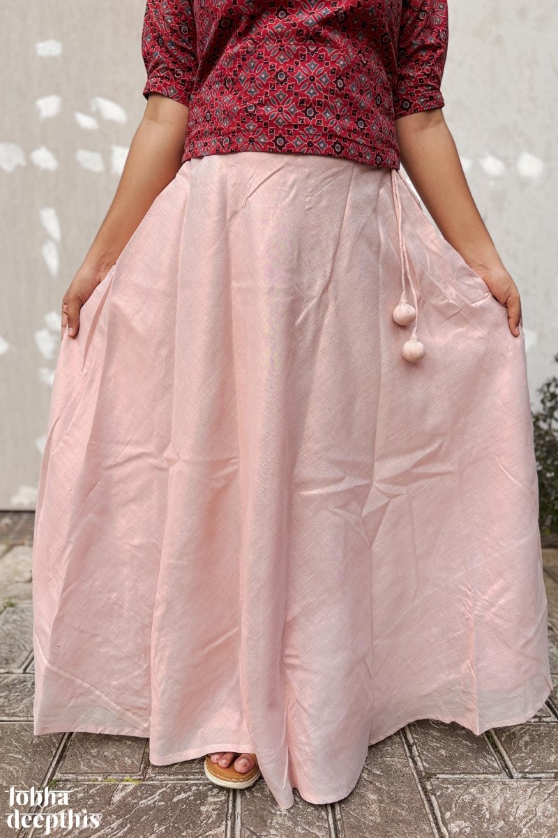 Copper Tissue Onam Skirt - Lobha Deepthis