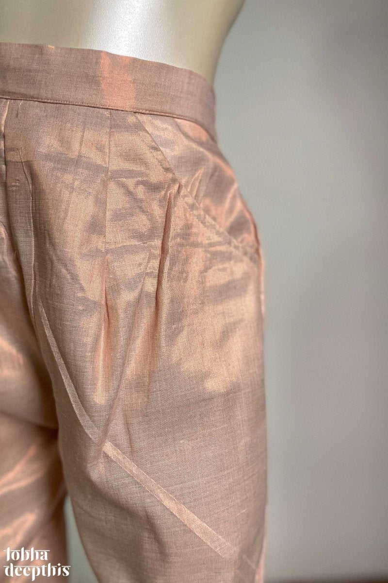 Copper Tissue Pencil Pants - Lobha Deepthis