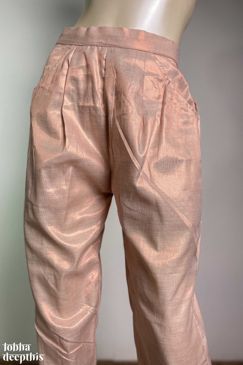 Copper Tissue Pencil Pants - Lobha Deepthis