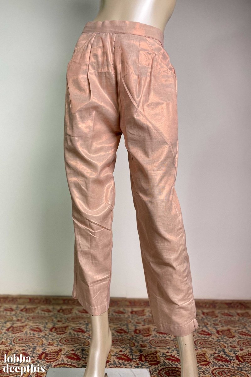 Copper Tissue Pencil Pants - Lobha Deepthis