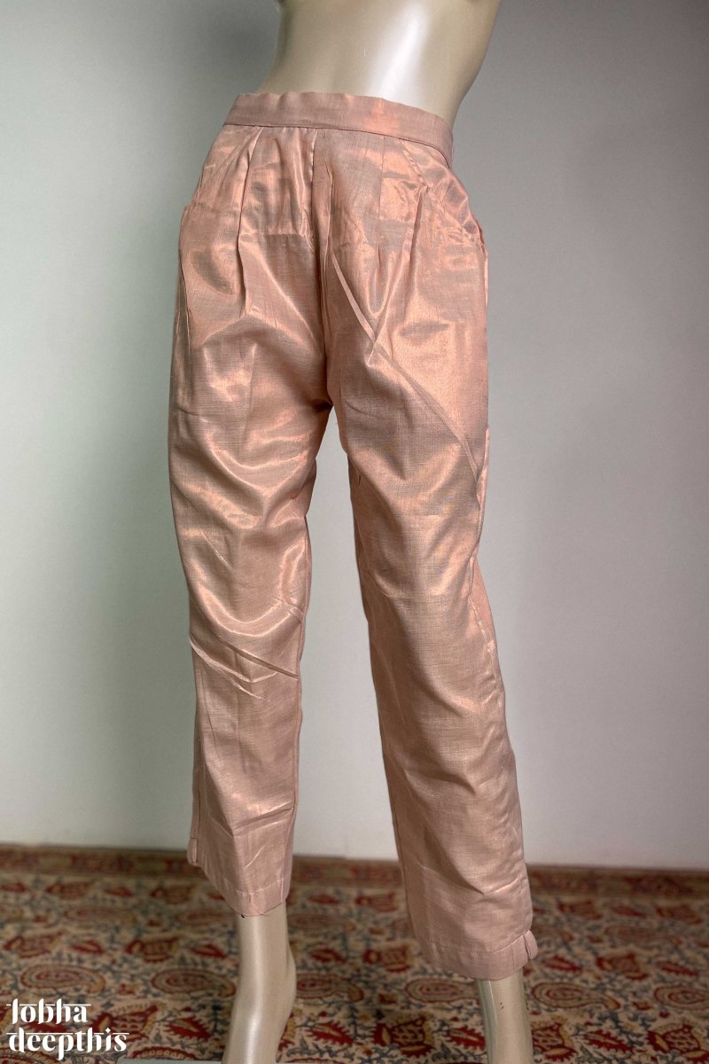 Copper Tissue Pencil Pants - Lobha Deepthis