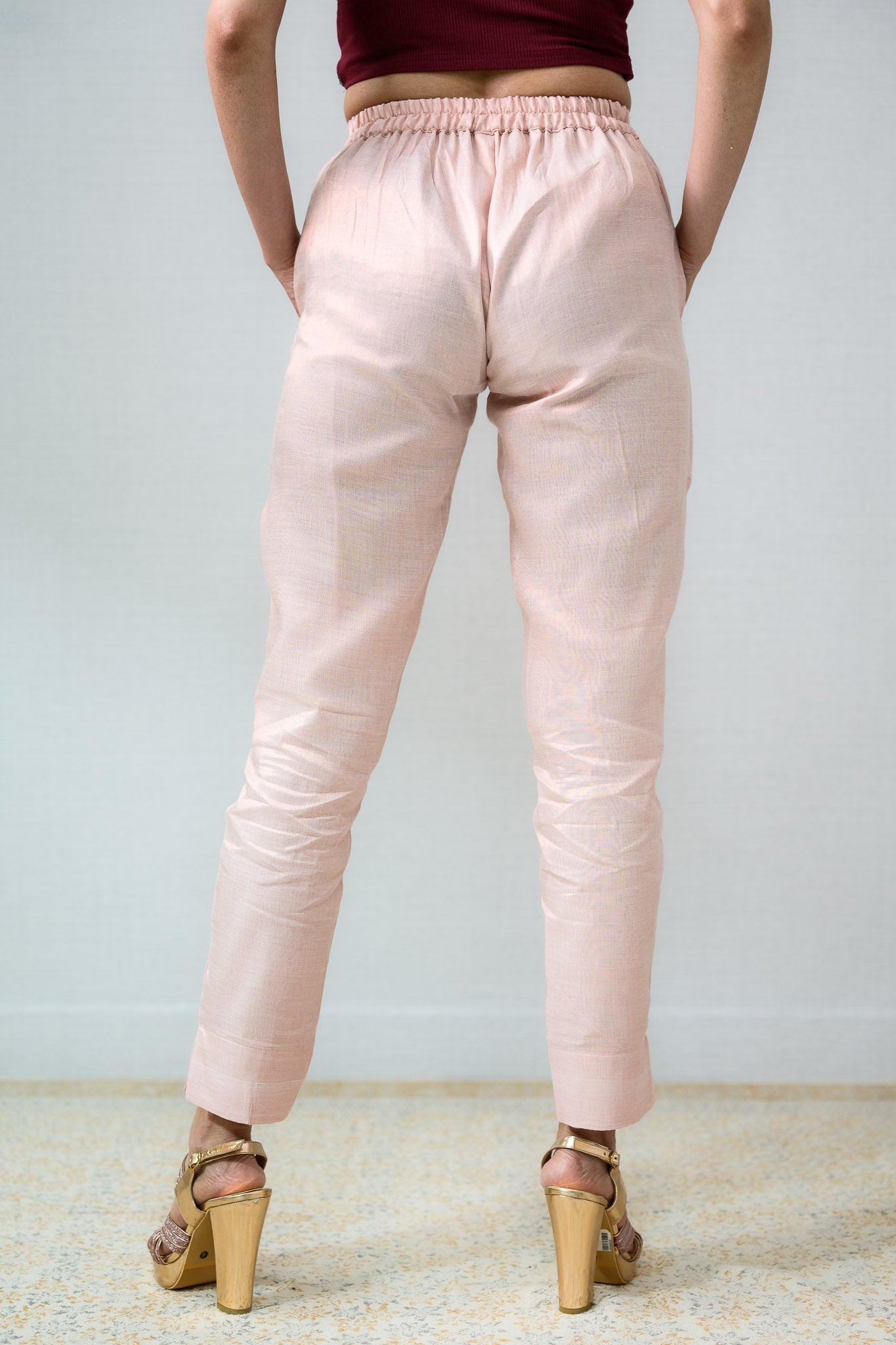 Copper Tissue Pencil Pants - Lobha Deepthis