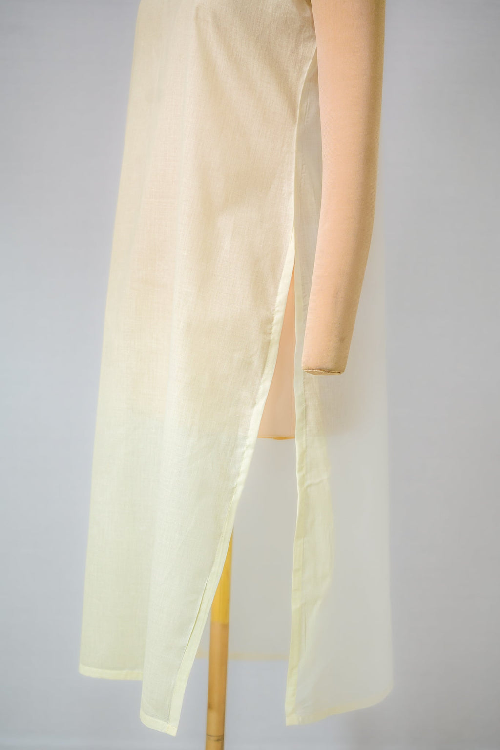 Cotton Cream V Neck Long Inner Slip - Lobha Deepthis