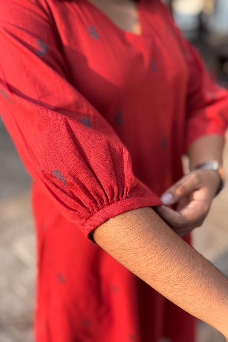 Crimson South Cotton Aline Kurta - Lobha Deepthis