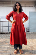 Crimson South Cotton Aline Kurta - Lobha Deepthis