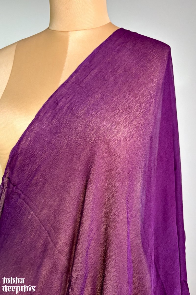 Dark Lavender Chiffon Plain Dupatta - Lobha Deepthis