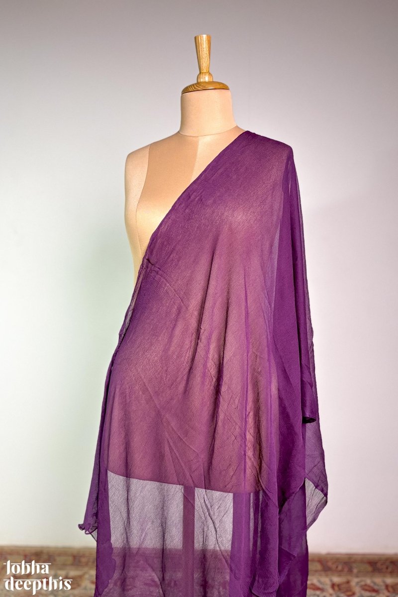 Dark Lavender Chiffon Plain Dupatta - Lobha Deepthis